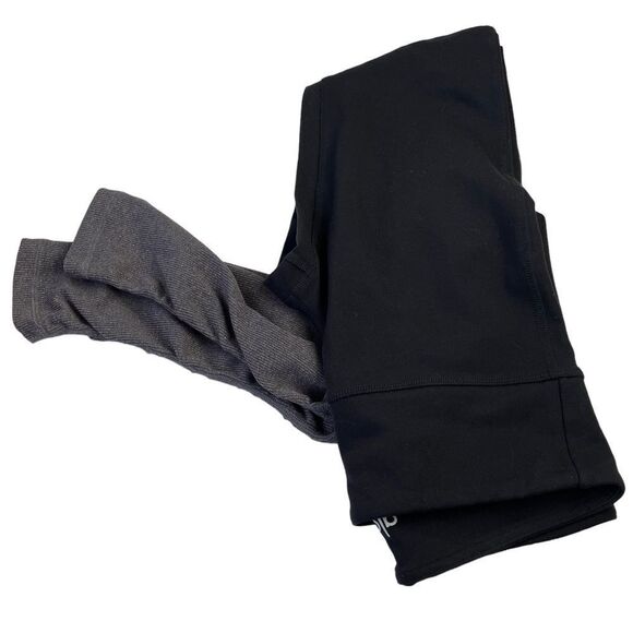 ALO YOGA Goddess Two Tone Black Grey Ribbed Leggings Size XS - Picture 3 of 7